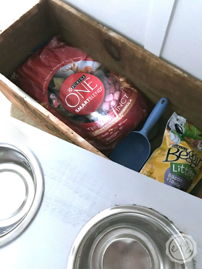 DIY Pet Bowl Stand (with Storage!) using an Antique Box