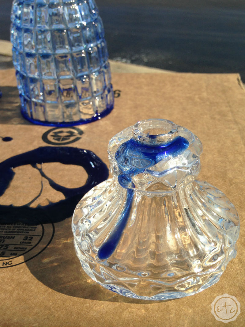 DIY Lamp Transformation... How to Color Transparent Glass with Happily Ever After, Etc.