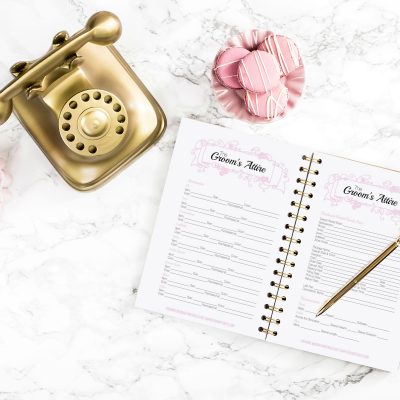 Wedding Binder - Blush Pink Groom & Groomsmen's Attire Worksheet