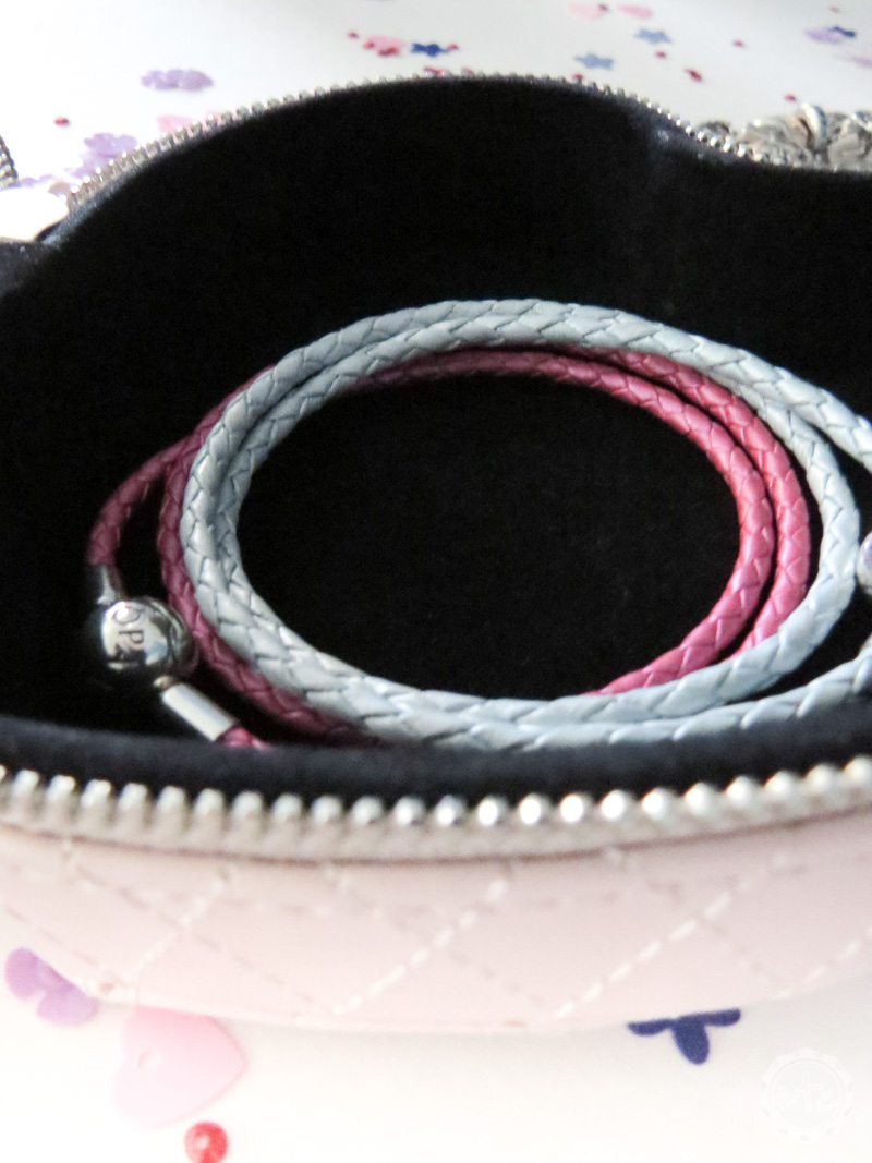 Pandora leather braided braclets inside a pandora jewelry box