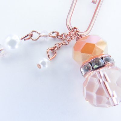 4 Rose Gold Dangle Paper Clips with Charms and Beads