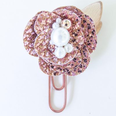 Rose Gold Canvas Flower Paper Clip