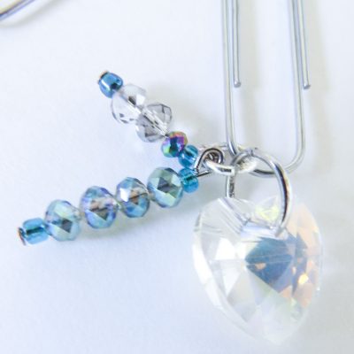 3 Holographic Dangle Paper Clips with Charms and Beads