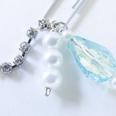 3 Aqua Dangle Paper Clips with Charms and Beads