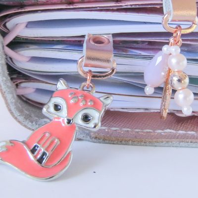 Boho Floral Rose Gold Dangle Charm Leather Bookmark