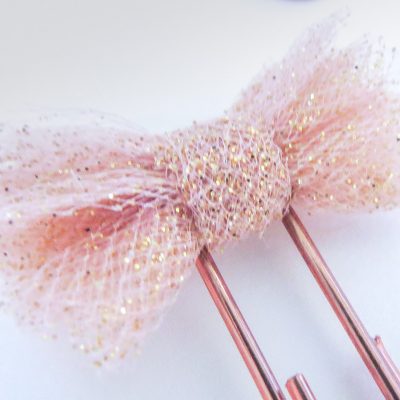 Set of 3 Boho Floral Tulle Bow Paperclips
