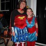 Halloween mom and daughter superheroes