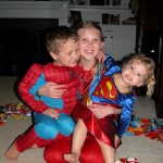 Halloween kids dressed up as superheroes
